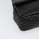 BALLY Chain Shoulder Bag Leather Black Gold Auth 138837-8