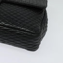 BALLY Chain Shoulder Bag Leather Black Gold Auth 138837-15