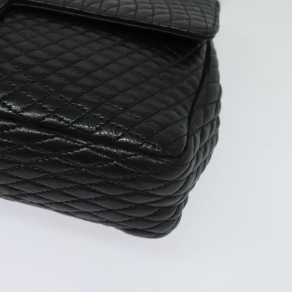 BALLY Chain Shoulder Bag Leather Black Gold Auth 138837