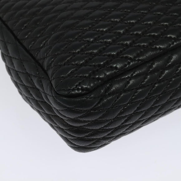 BALLY Chain Shoulder Bag Leather Black Gold Auth 138837