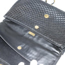 BALLY Chain Shoulder Bag Leather Black Gold Auth 138837-19