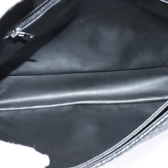 BALLY Chain Shoulder Bag Leather Black Gold Auth 138837