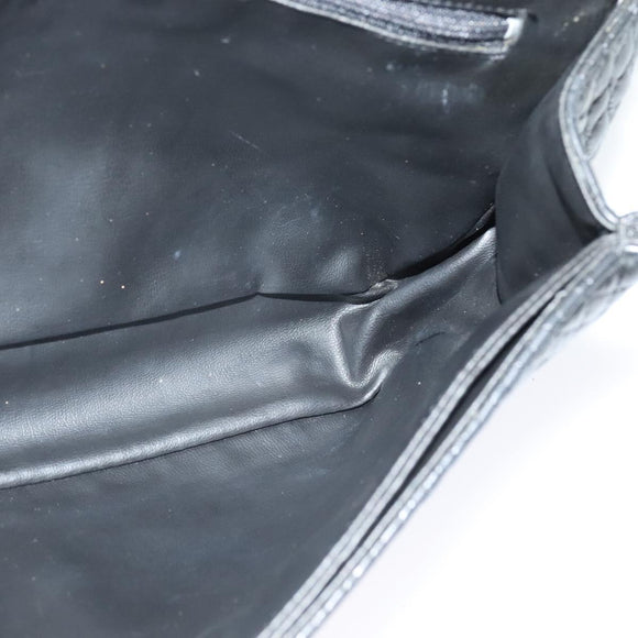 BALLY Chain Shoulder Bag Leather Black Gold Auth 138837