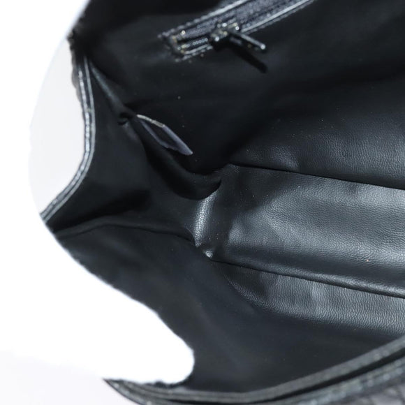 BALLY Chain Shoulder Bag Leather Black Gold Auth 138837