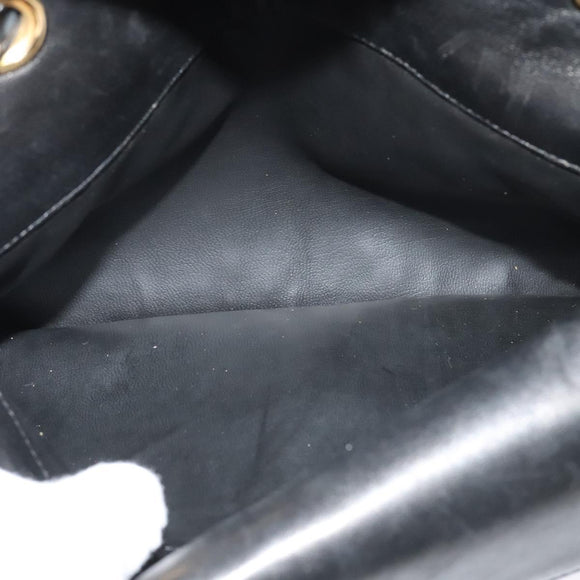 BALLY Chain Shoulder Bag Leather Black Gold Auth 138837