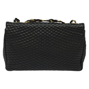 BALLY Chain Shoulder Bag Leather Black Gold Auth 138837 - 0