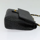 BALLY Chain Shoulder Bag Leather Black Gold Auth 138837-4