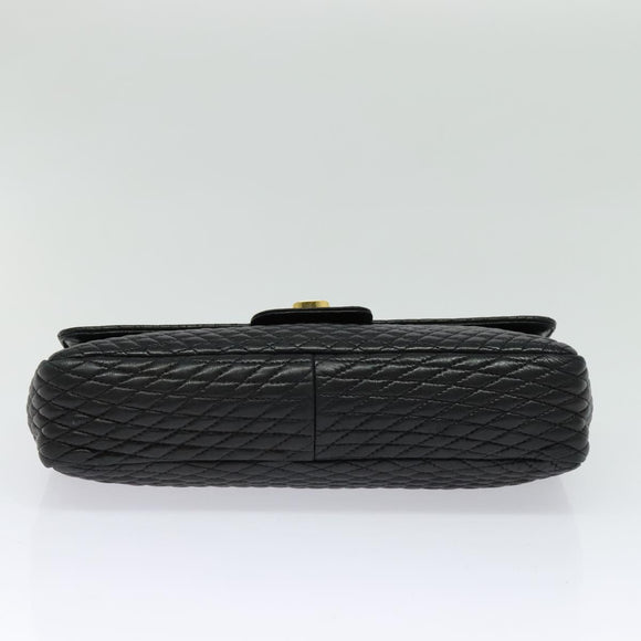 BALLY Chain Shoulder Bag Leather Black Gold Auth 138837