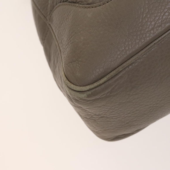 GUCCI Bamboo Hand Bag Leather 2way Gray Gold 282315 Auth 138839