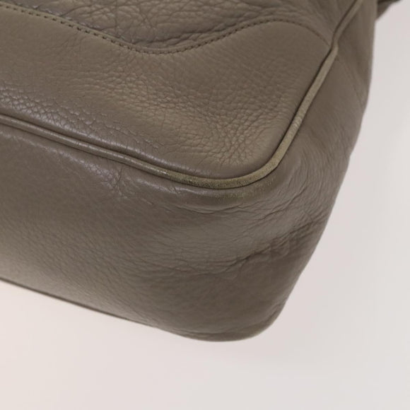 GUCCI Bamboo Hand Bag Leather 2way Gray Gold 282315 Auth 138839