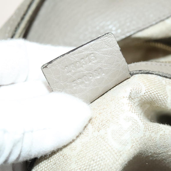 GUCCI Bamboo Hand Bag Leather 2way Gray Gold 282315 Auth 138839