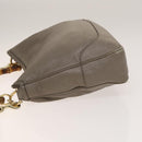 GUCCI Bamboo Hand Bag Leather 2way Gray Gold 282315 Auth 138839-5