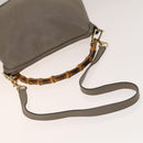 GUCCI Bamboo Hand Bag Leather 2way Gray Gold 282315 Auth 138839-6