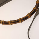 GUCCI Bamboo Hand Bag Leather 2way Gray Gold 282315 Auth 138839-8