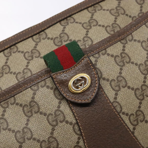 GUCCI GG Supreme Web Sherry Line Shoulder Bag Beige Gold 89 02 032 Auth 138841