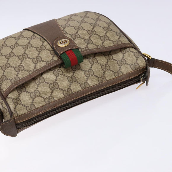 GUCCI GG Supreme Web Sherry Line Shoulder Bag Beige Gold 89 02 032 Auth 138841