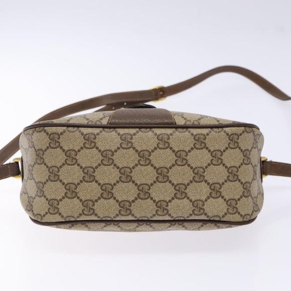 GUCCI GG Supreme Web Sherry Line Shoulder Bag Beige Gold 89 02 032 Auth 138841