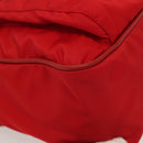 PRADA Shoulder Bag Nylon Leather Red Silver Auth 138845-10