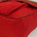 PRADA Shoulder Bag Nylon Leather Red Silver Auth 138845-11