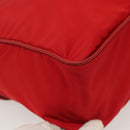 PRADA Shoulder Bag Nylon Leather Red Silver Auth 138845-12