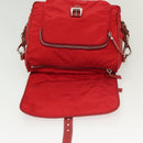 PRADA Shoulder Bag Nylon Leather Red Silver Auth 138845-16