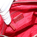 PRADA Shoulder Bag Nylon Leather Red Silver Auth 138845-18