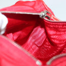 PRADA Shoulder Bag Nylon Leather Red Silver Auth 138845-20