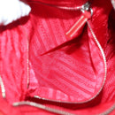 PRADA Shoulder Bag Nylon Leather Red Silver Auth 138845-22