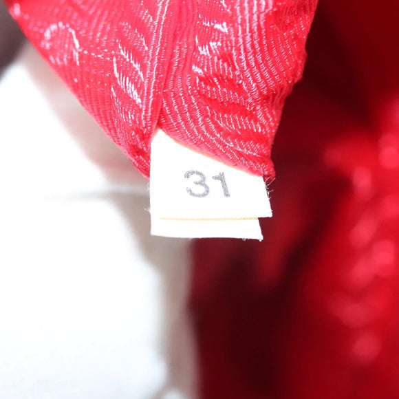 PRADA Shoulder Bag Nylon Leather Red Silver Auth 138845