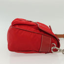 PRADA Shoulder Bag Nylon Leather Red Silver Auth 138845-4