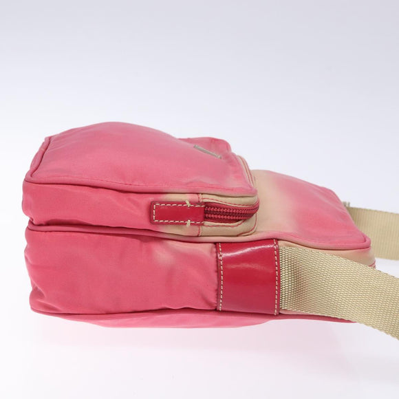 PRADA Shoulder Bag Nylon Pink Silver Auth 138846