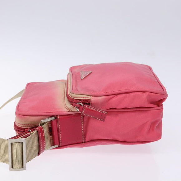 PRADA Shoulder Bag Nylon Pink Silver Auth 138846