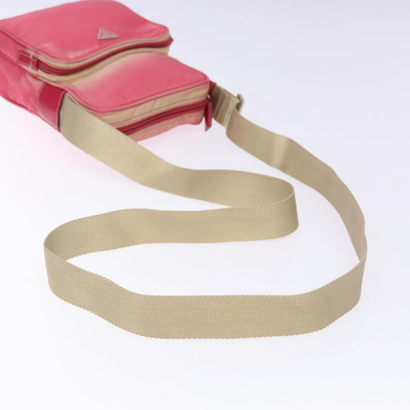 PRADA Shoulder Bag Nylon Pink Silver Auth 138846