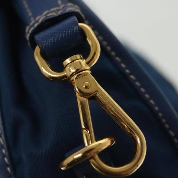 PRADA Hand Bag Nylon 2way Blue Gold Auth 138847