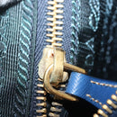 PRADA Hand Bag Nylon 2way Blue Gold Auth 138847-24