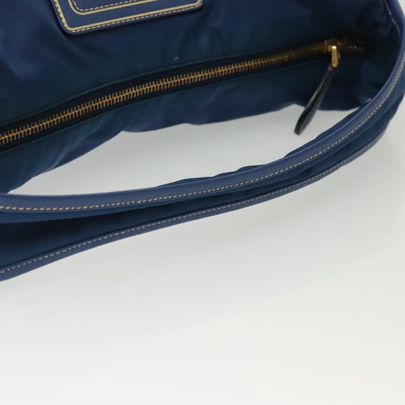 PRADA Hand Bag Nylon 2way Blue Gold Auth 138847