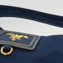 PRADA Hand Bag Nylon 2way Blue Gold Auth 138847-14
