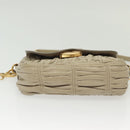 PRADA Chain Shoulder Bag Leather Beige Gold Auth 138848-11