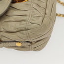 PRADA Chain Shoulder Bag Leather Beige Gold Auth 138848-12