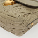 PRADA Chain Shoulder Bag Leather Beige Gold Auth 138848-13