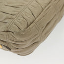 PRADA Chain Shoulder Bag Leather Beige Gold Auth 138848-14