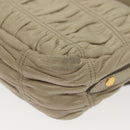 PRADA Chain Shoulder Bag Leather Beige Gold Auth 138848-15