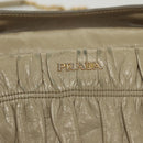 PRADA Chain Shoulder Bag Leather Beige Gold Auth 138848-16