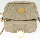 PRADA Chain Shoulder Bag Leather Beige Gold Auth 138848-18