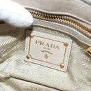 PRADA Chain Shoulder Bag Leather Beige Gold Auth 138848-19