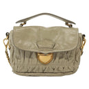 PRADA Chain Shoulder Bag Leather Beige Gold Auth 138848-2