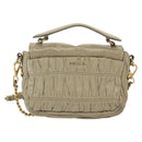 PRADA Chain Shoulder Bag Leather Beige Gold Auth 138848-3