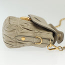 PRADA Chain Shoulder Bag Leather Beige Gold Auth 138848-4