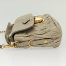 PRADA Chain Shoulder Bag Leather Beige Gold Auth 138848-5