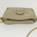 PRADA Chain Shoulder Bag Leather Beige Gold Auth 138848-6